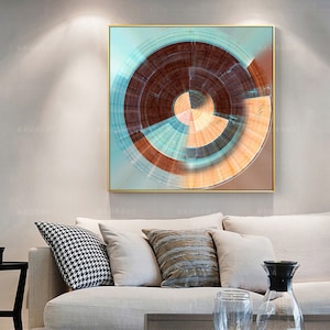 Geometric circle art Print Framed Wall Art Prints Abstract  colorful Print Painting on Canvas Large Round Art Print