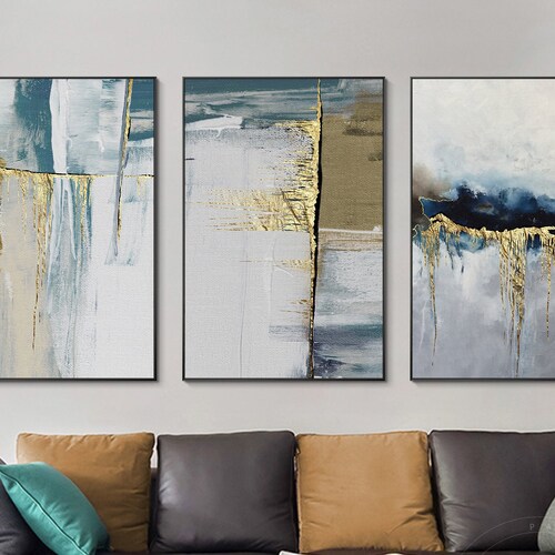 Abstract Geometry Painting on Canvas Large Framed Wall Art Etsy