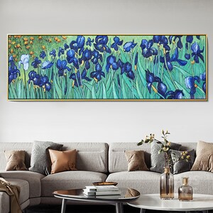 Abstract flower wall art Print Painting Royal blue Flowers On Canvas colorful Large Wall Art Home Decoration For Living Room