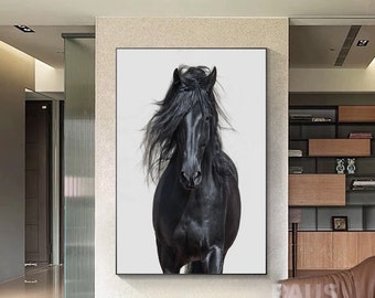 Horse Animal Prints On Canvas Large Framed Wall Art black Horse Prints Modern Animal wall art Horse Lover Birthday Gift Living Room decor