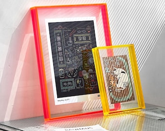 Colorful acrylic transparent photo frame, box with double-sided display, desktop photo frame, wall hanging frame Custom Sizes Available