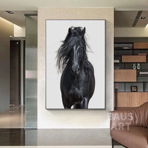 Horse Animal Prints On Canvas Large Framed Wall Art black Horse Prints Modern Home Decoration For Living Room