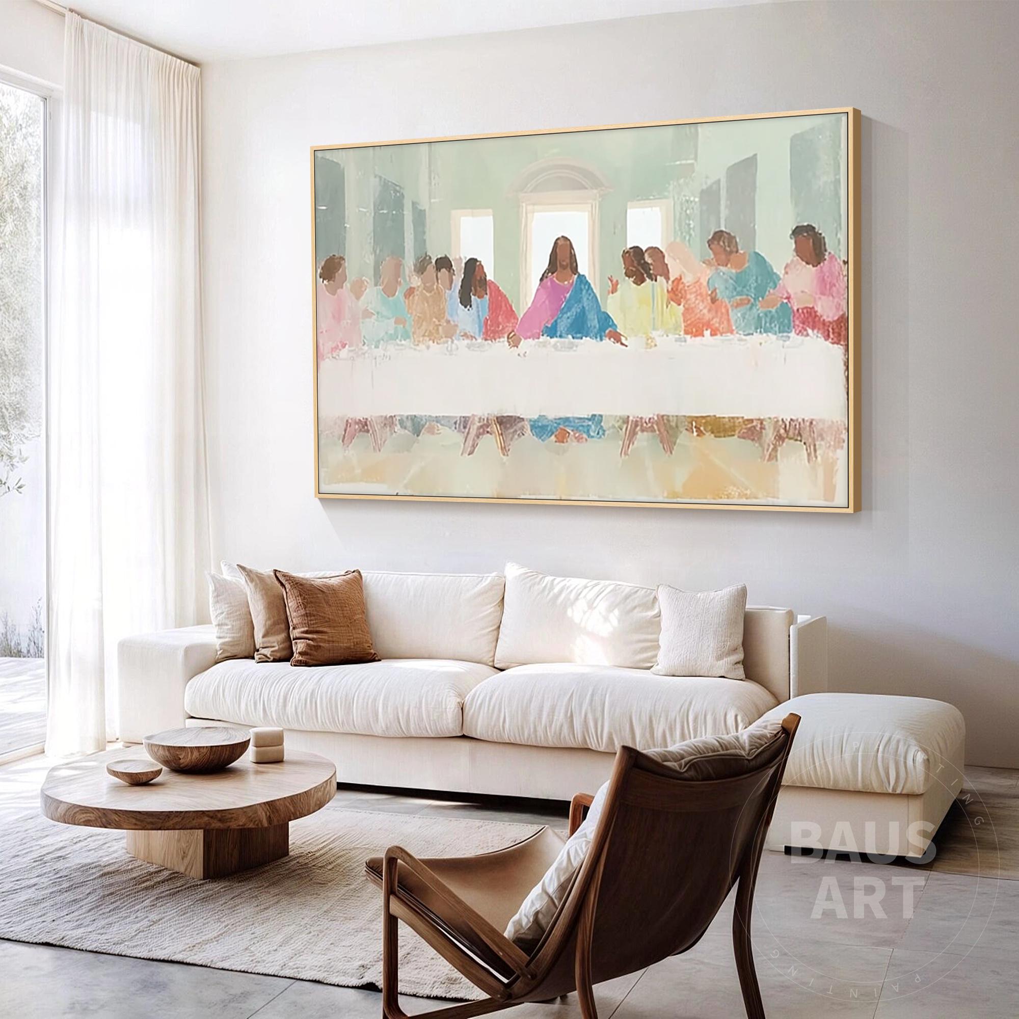 Last Supper Canvas Wall Art, Jesus and Disciples Religious Painting ...
