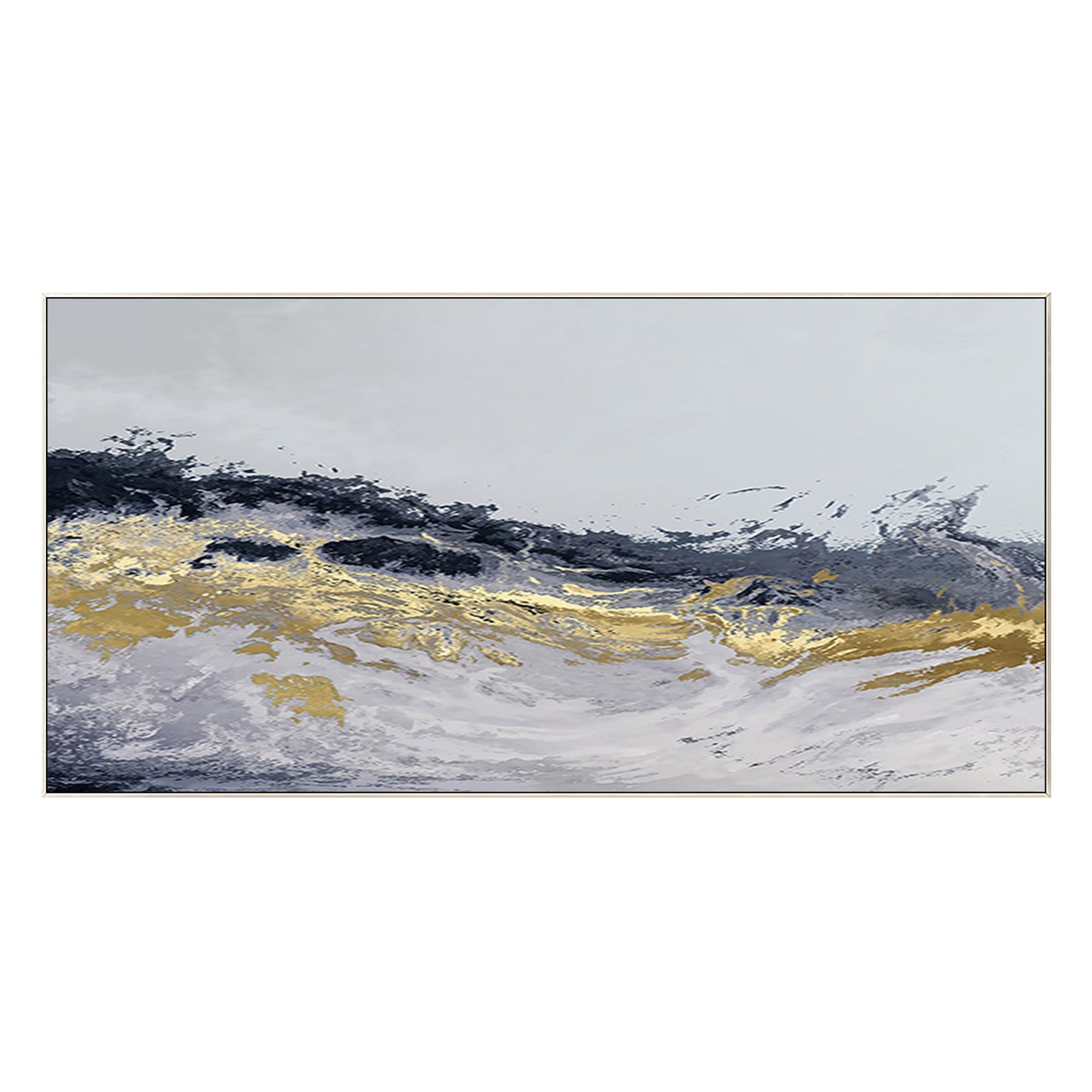 Navy Blue Gold Wall Art Abstract Painting Blue Gold Wall Art on Canvas ...