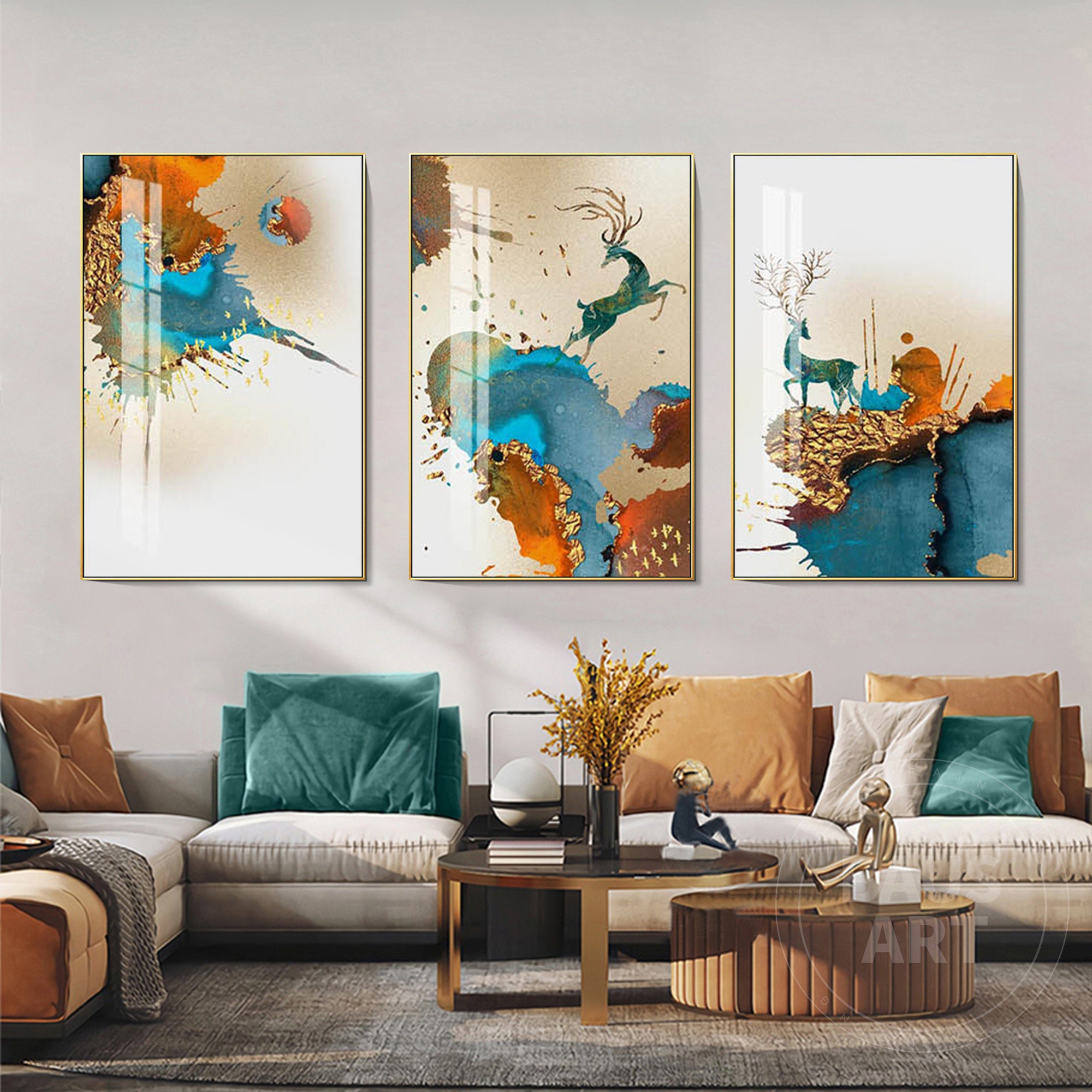 Abstract Print Framed Wall Art Set Of 3 Prints Abstract Modern Etsy