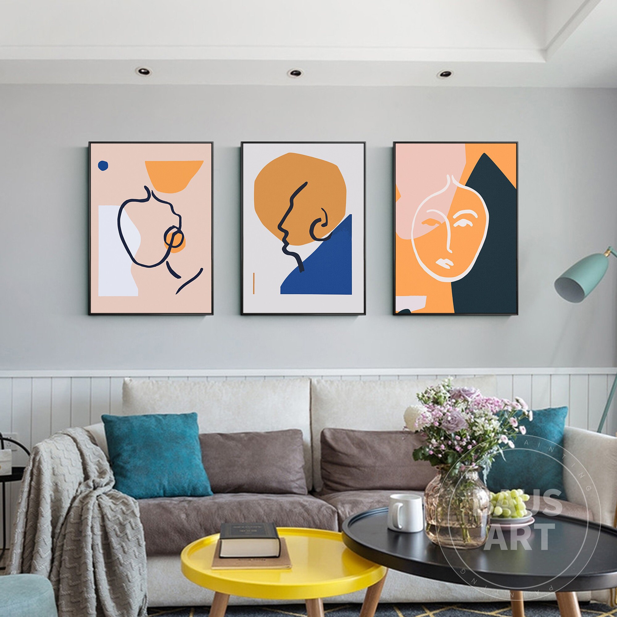 Abstract Painting Print Framed Wall Art Set of 3 Prints | Etsy