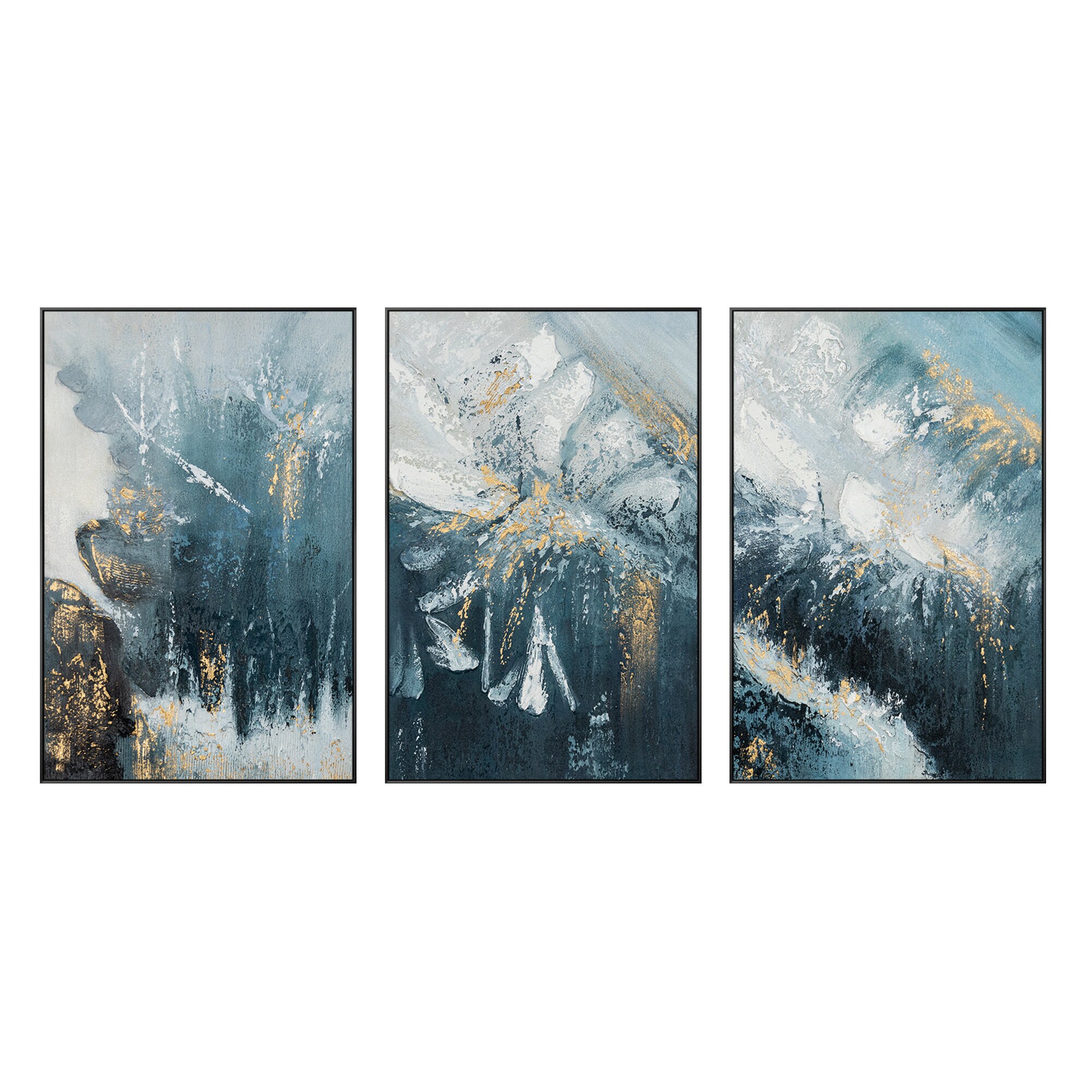 3点セット ターコイズ アブストラクト ウォールアート