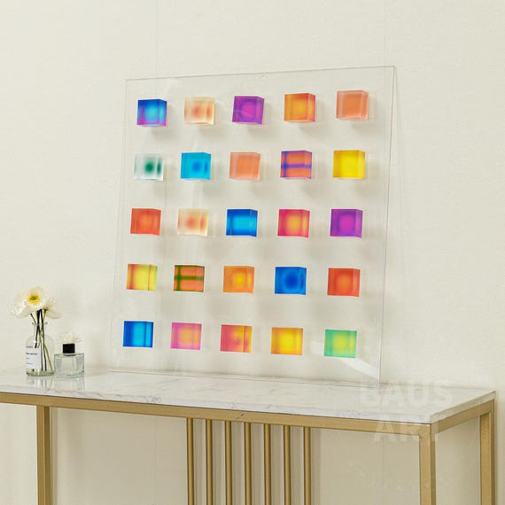 Plexiglass wall art Acrylic Cube Wall Decor: Geometric Art
