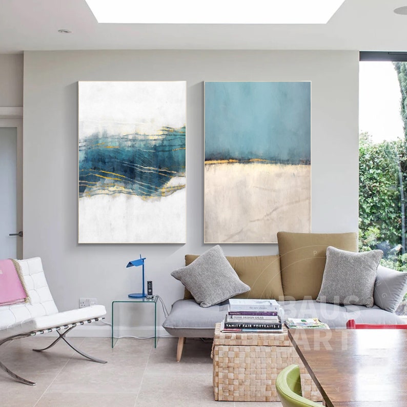 2 Piece Wall Art Abstract Print on Canvas Large Frame Canvas Etsy