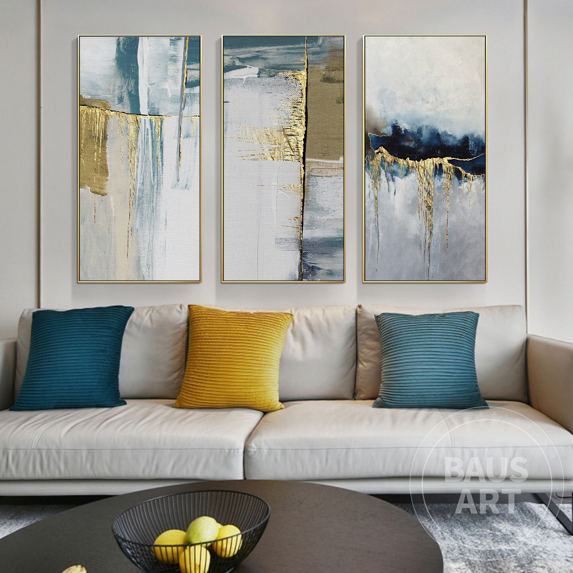 Large Wall Art Abstract Print Framed Wall Art Set of 3 Prints Etsy