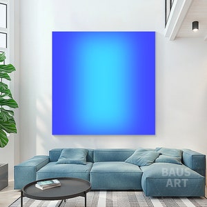 Gradient Wall Art Original Sky Blue Neon Abstract wall decor On Canvas Framed Wall Art Large Wall Art Modern Home Decor Living Room Wall Art