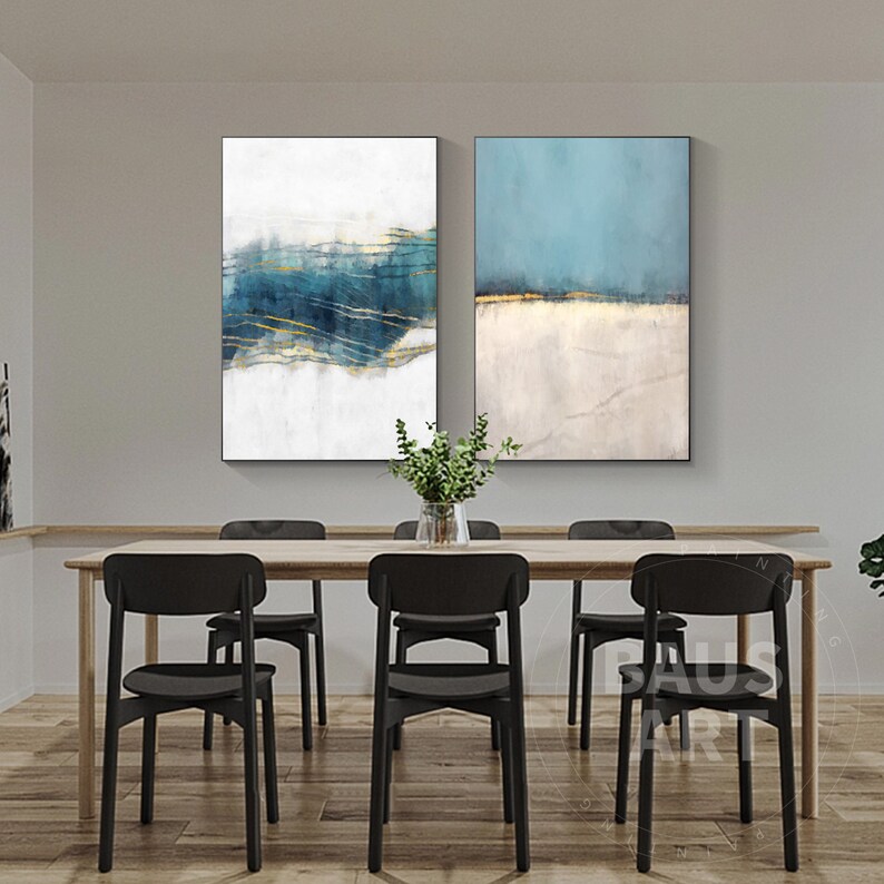 2 Piece Wall Art Abstract Print on Canvas Large Frame Canvas Etsy