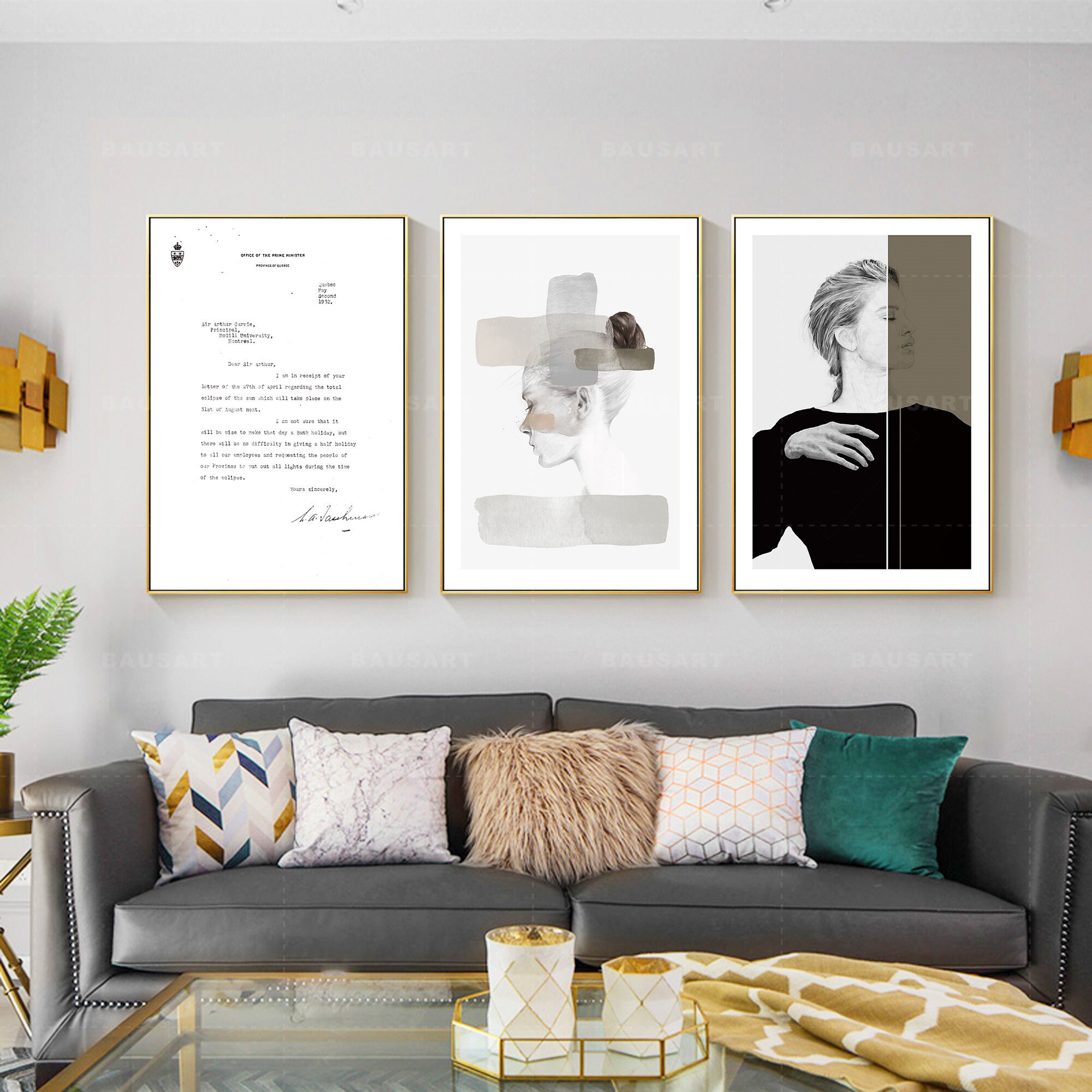 Framed Wall Art Set of 3 Prints Potrait Painting on Canvas 3 Etsy