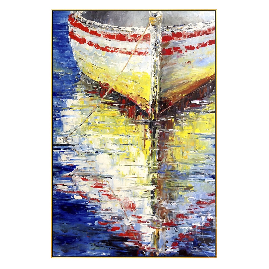 Impressionist Framed Prints Wall Art Anchored Boat Abstract Etsy