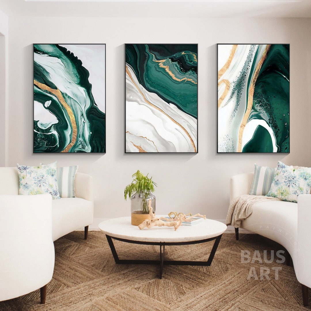 3 Piece Wall Art Abstract Pour Print Framed Wall Art Large Wall Art Set ...