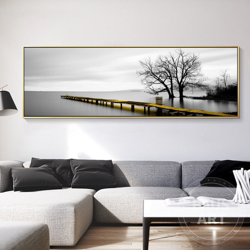 Landscape Print Framed Wall Art Lake Bridge Trees prints on Etsy