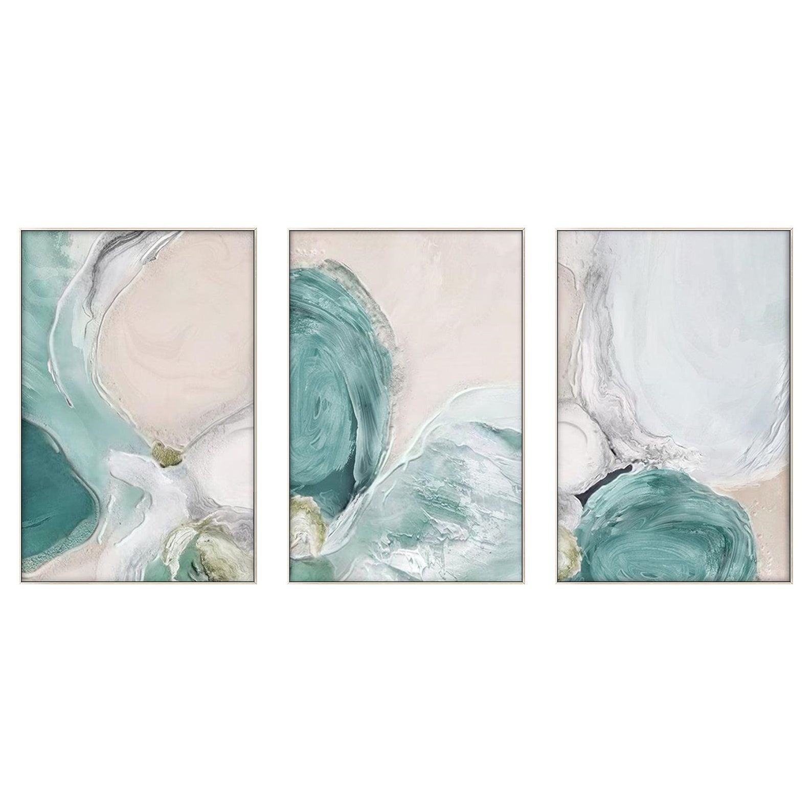 3 Pieces Framed Wall Art Coastal Abstract Ocean Print on Etsy