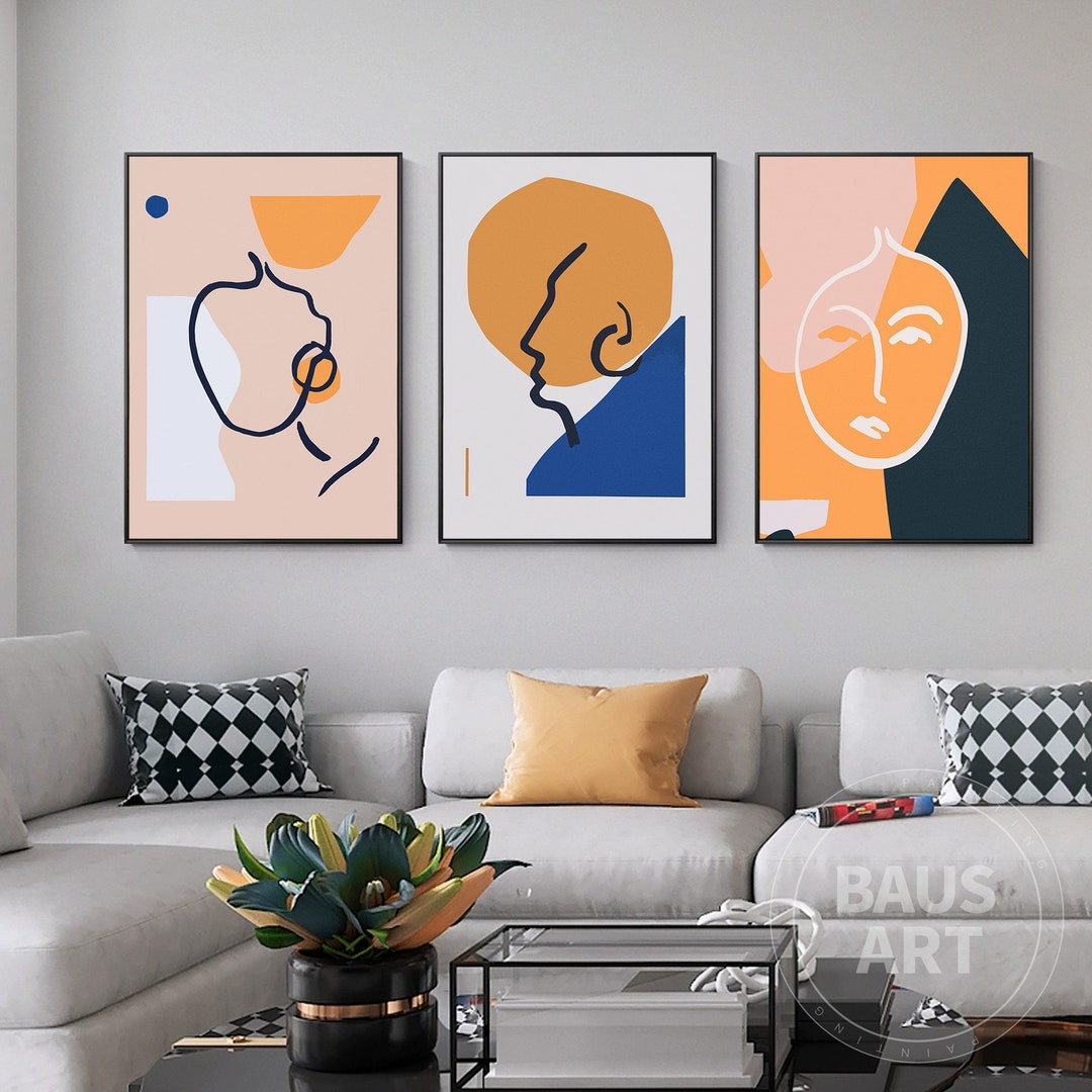 Abstract Painting Print Framed Wall Art Set of 3 Prints Abstract ...