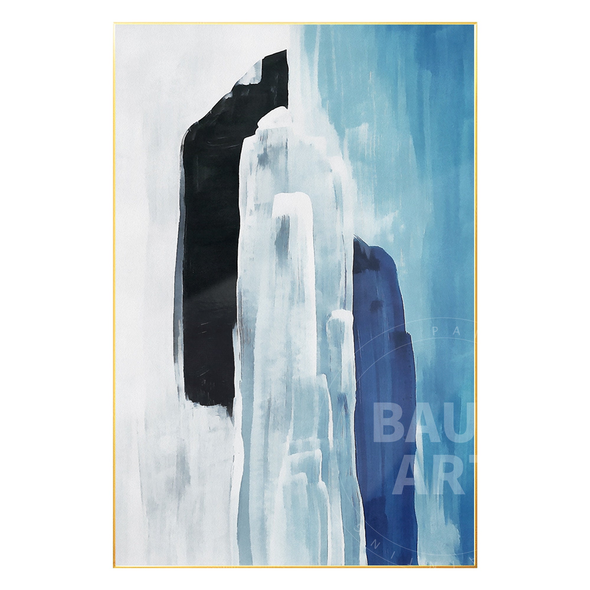 抽象的な青い壁アート絵画青と黒のキャンバス壁装飾ホーム特大額入り壁