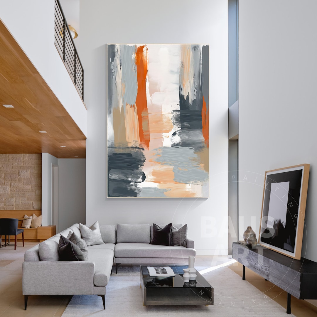 Large Abstract Wall Art Beige Extra Large Painting on Canvas Modern ...