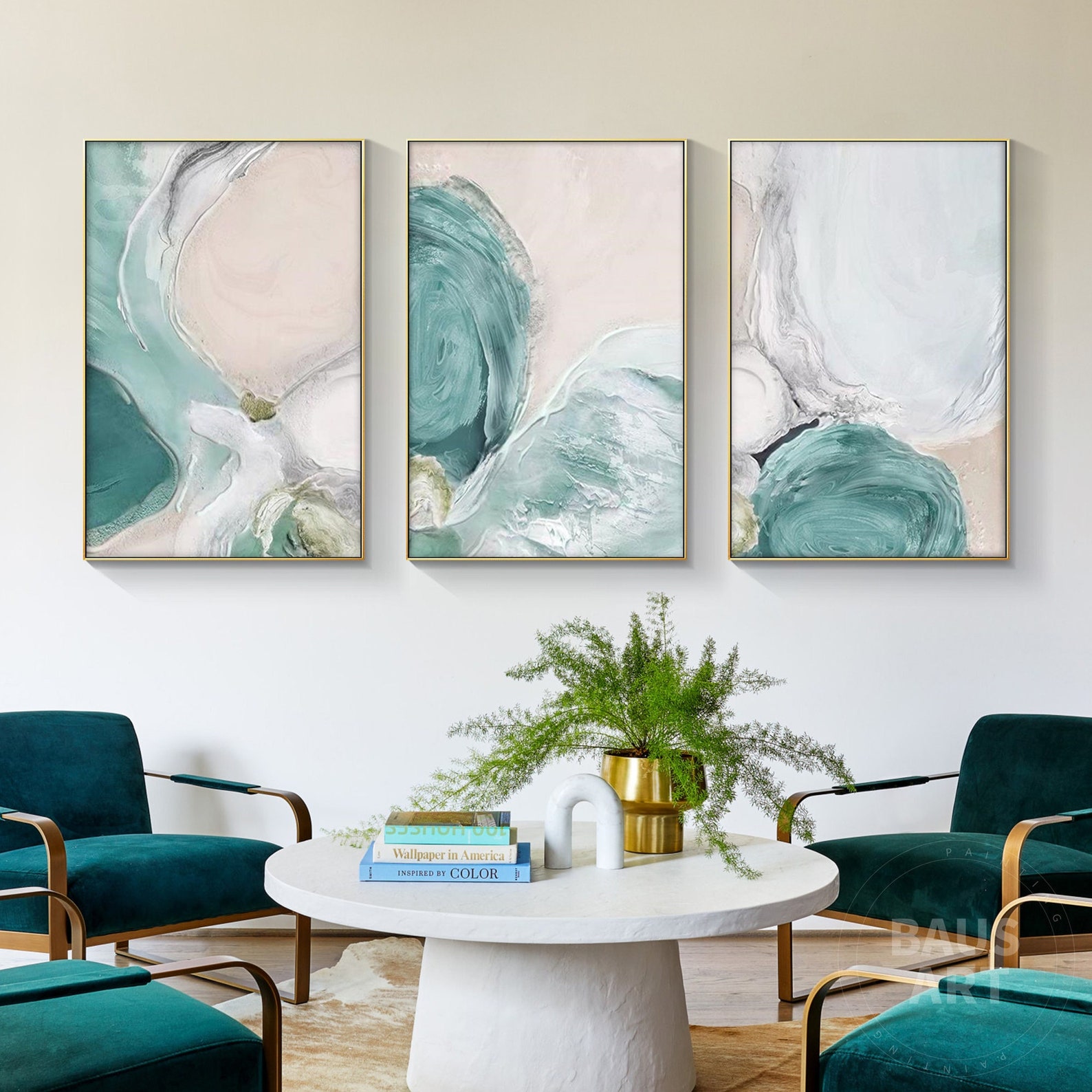 3 Pieces Framed Wall Art Coastal Abstract Ocean Print on Etsy