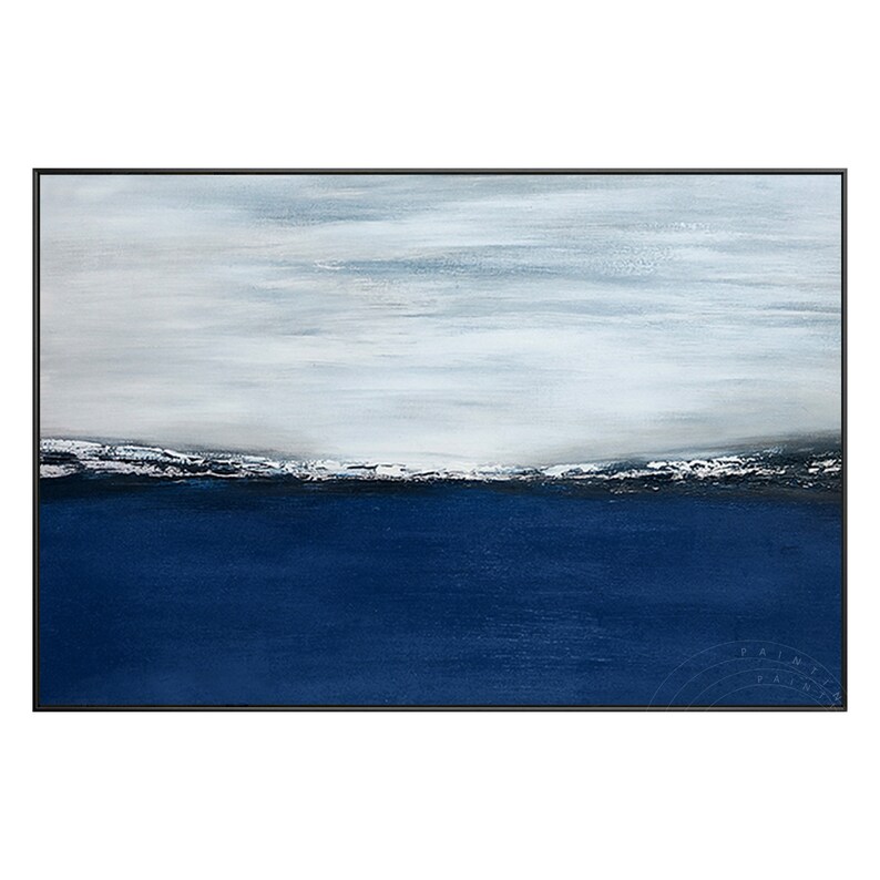 Navy Blue Wall Art, Abstract Art, Large Wall Art, Large Framed Wall Art ...