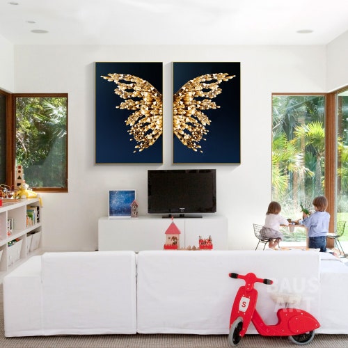 Blue Silver Wall Art Navy Wall Art Set of 3 Prints Abstract Etsy