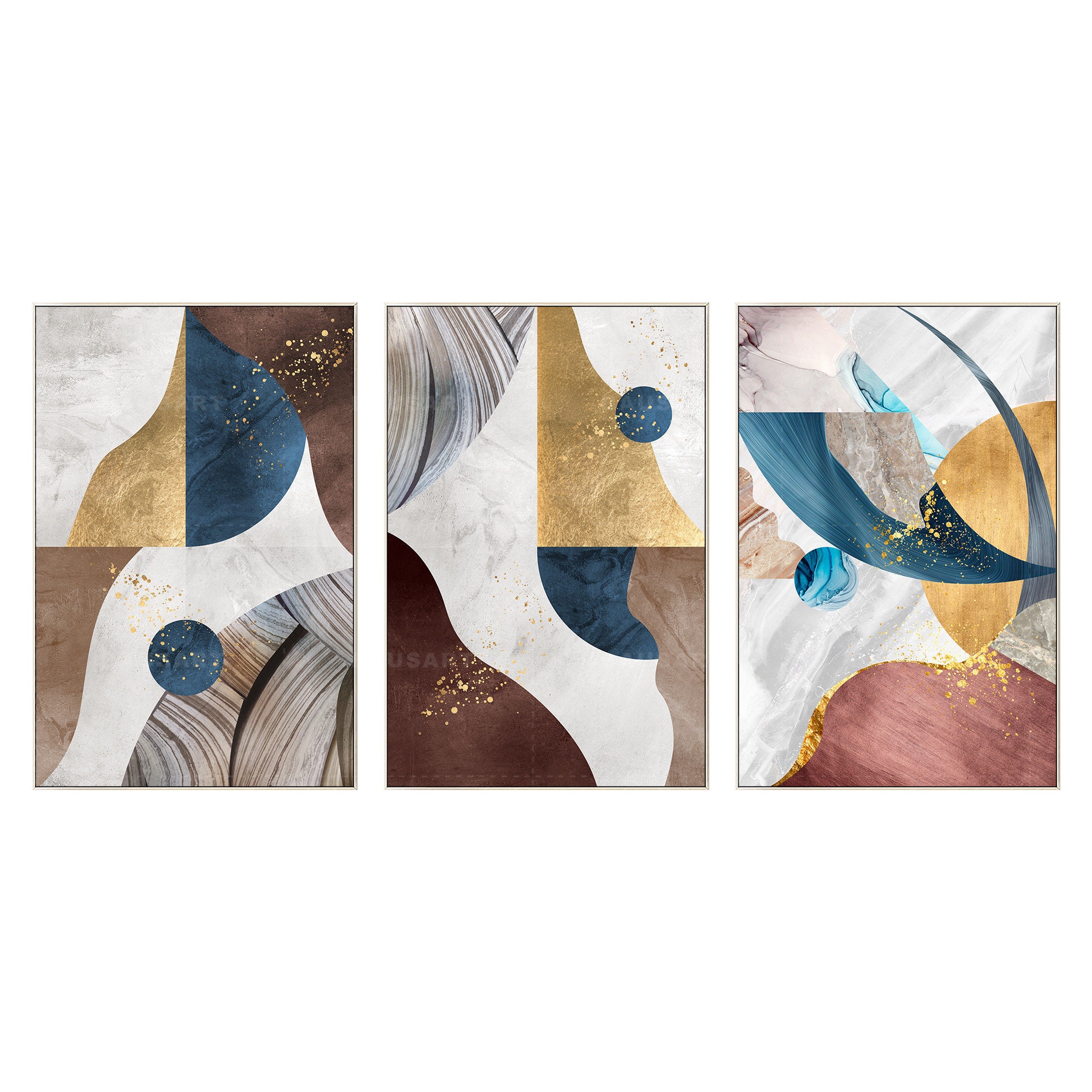 Abstract Painting Print Framed Wall Art Set of 3 Prints Etsy