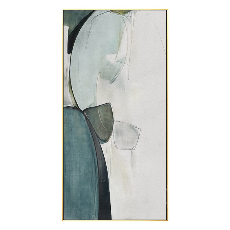 Abstract Print Green and Black Painting Framed Wall Abstract Art on Canvas Large Wall Art Pictures Ready to Hang Watercolor Print Fluid art