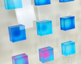 Plexiglas kunst aan de muur Acryl kubus wanddecoratie: geometrische kunst