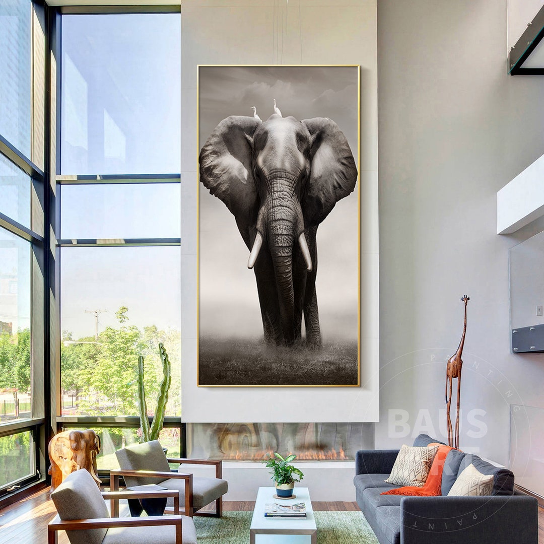 Elephant Prints on Canvas Large Framed Wall Art Prints Etsy