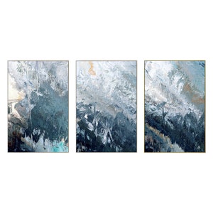 3 Piece Wall Art Sea Waves Abstract Prints Painting on Canvas - Etsy