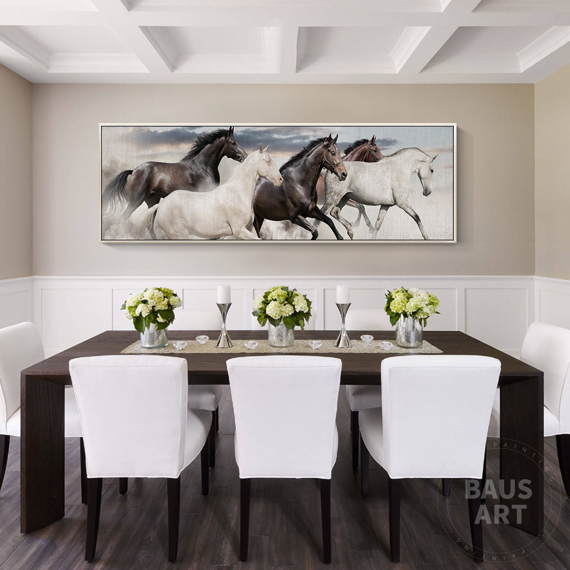 Black White Horse Abstract Horses Canvas Wall Art Prints Wild Horses ...