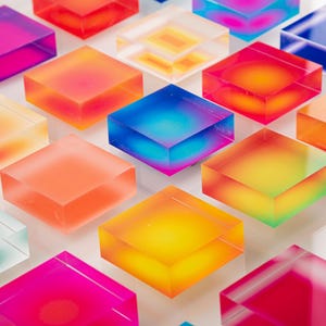 colorful acrylic 3D cubes geometric wall sculpture