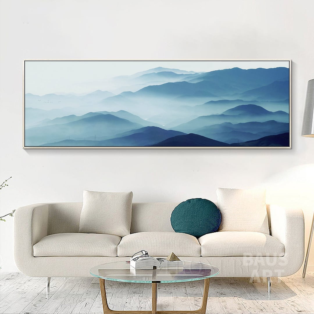 Watercolor Landscape Nature Mountains Blue Prints on Canvas - Etsy