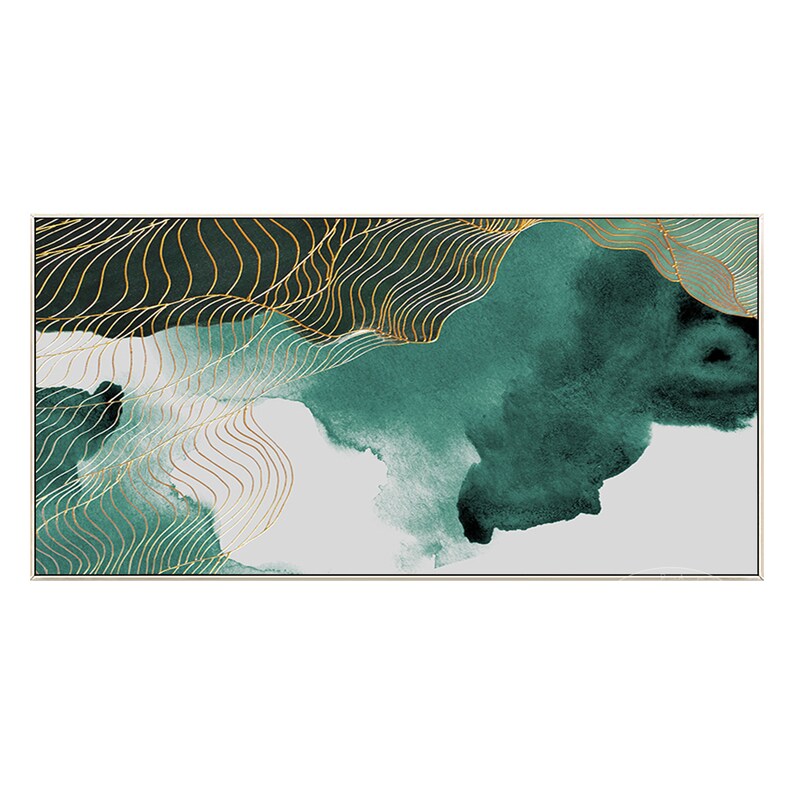 Emerald Green Abstract Paitning Watercolor Art on Canvas Large Wall Art ...