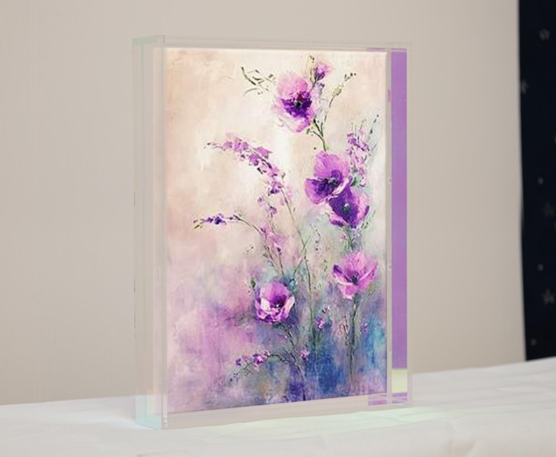Colorful Acrylic Floating Transparent Canvas Frame, Box Frame, Desktop Painting Frame, Wall hanging Frame Custom Sizes, Gift box Lavender Purple
