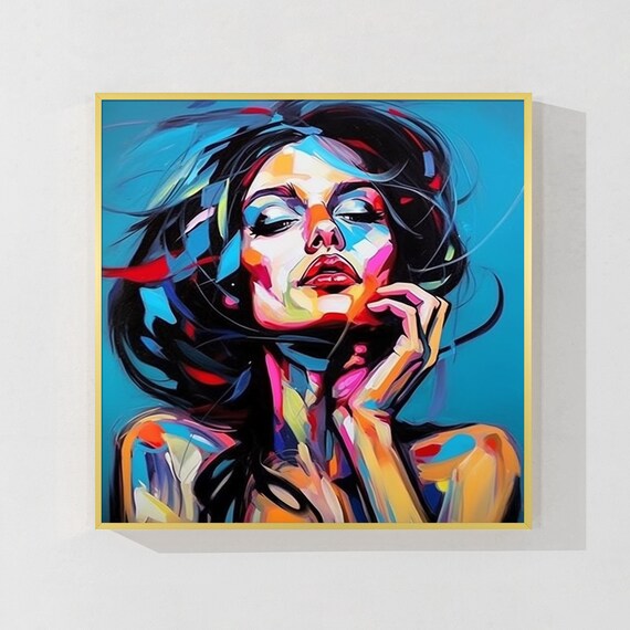 GEMMII Graffiti Frauen Porträt Leinwandbild, 70 X 100 Cm - Bunte Abstrakte Wandkunst