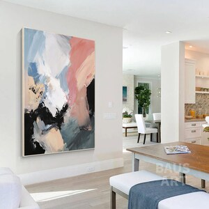 Abstract  Wall Art blue  pink beige wall art Custom Wall Art decor texture wall art Canvas Artwork painting large living room home decor