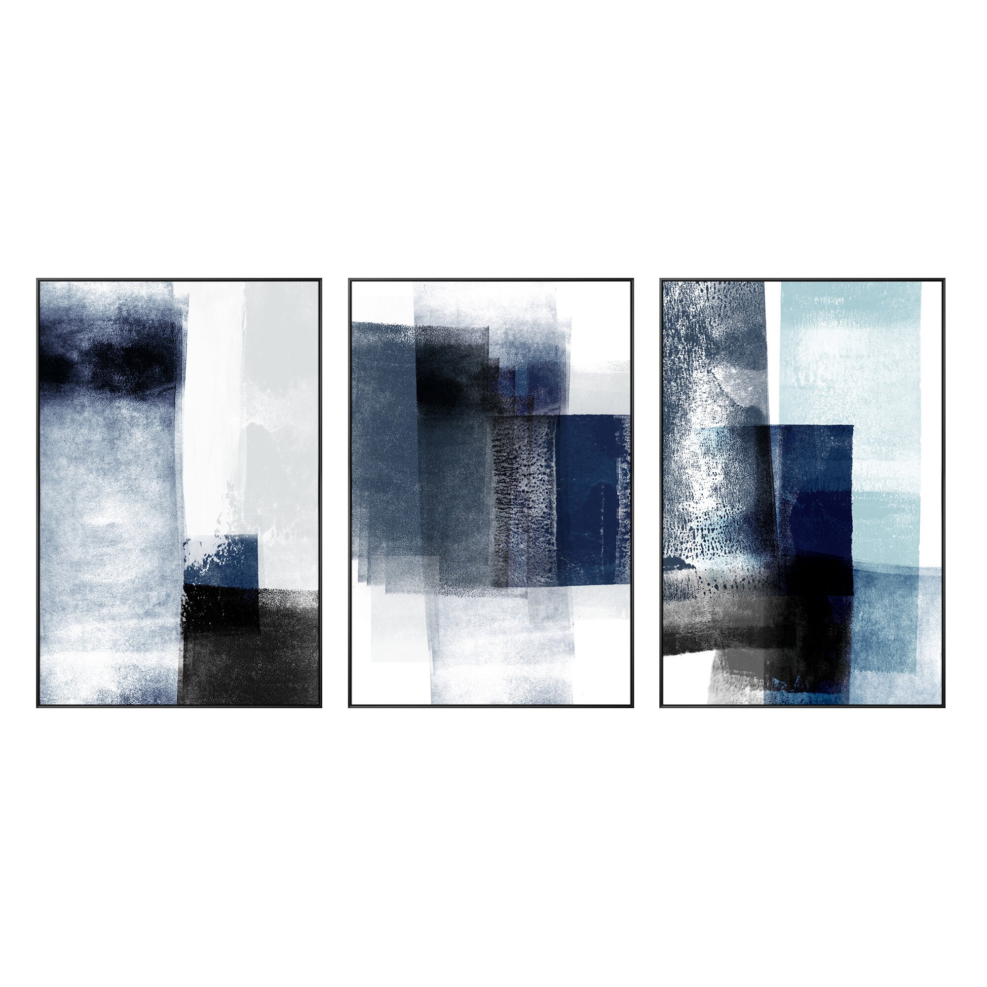 Navy Blue Wall Art Abstract Wall Art Set of 3 Canvas Painting Extra ...