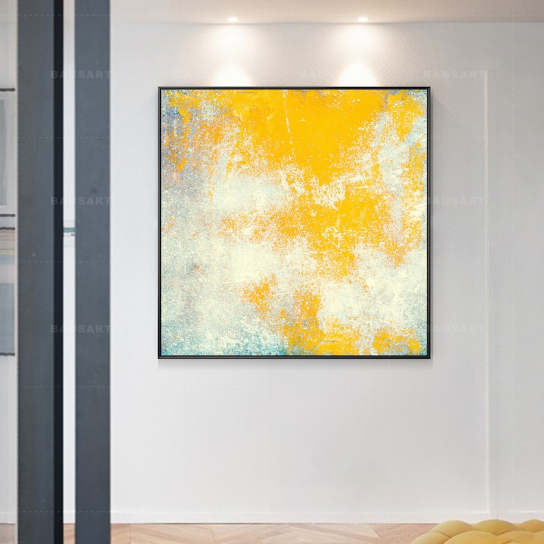 Yellow Abstract Art Print Framed Wall Art Modern Abstract Etsy