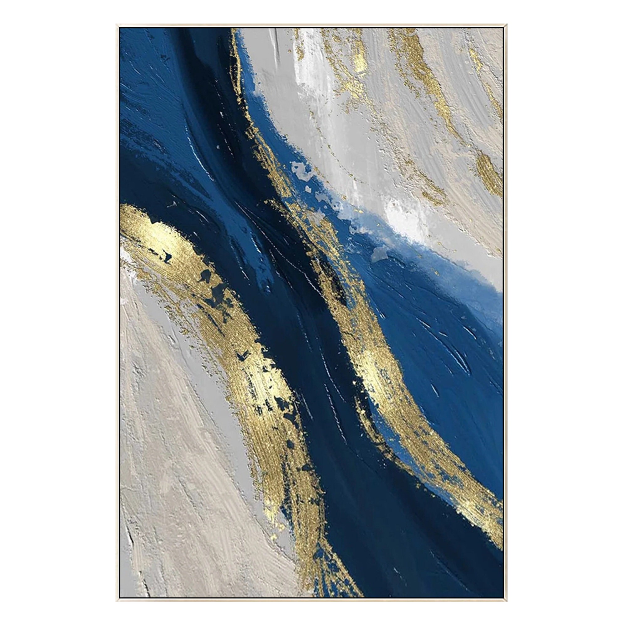 Navy Blue and Gold Abstract Wall Art Textured Painting Ocean Wall Art ...