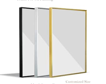 DIY Gold Silver Black Metal Frame for Canvas 1 1/2"(3.5 CM)  Depth,Aluminum Canvas Frame,Frame Kit,Cut to Pieces Custom Sizes Available