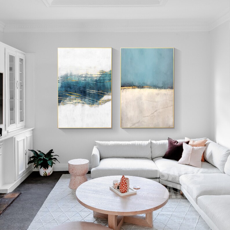 2 Piece Wall Art Abstract Print on Canvas Large Frame Canvas Etsy
