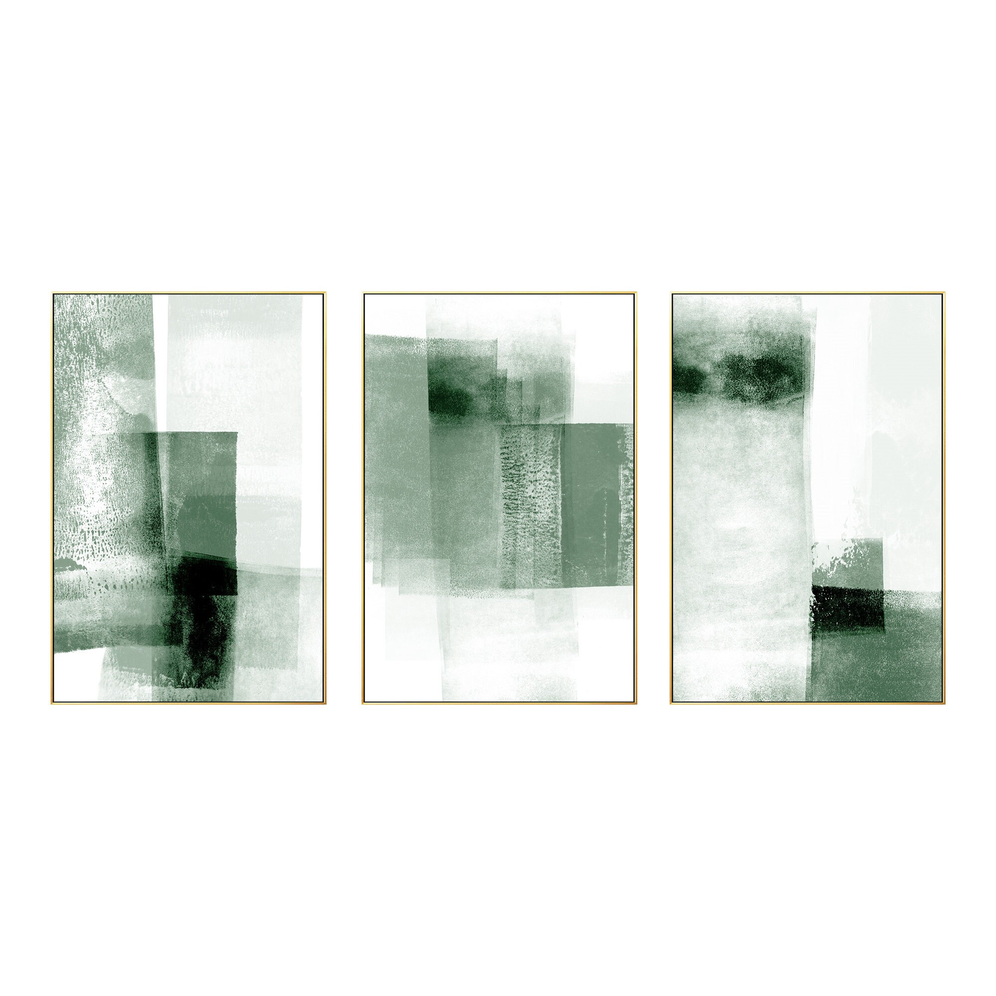 Sage Green Abstract Wall Art Set of 3 Framed Canvas Prints, Minimalist ...