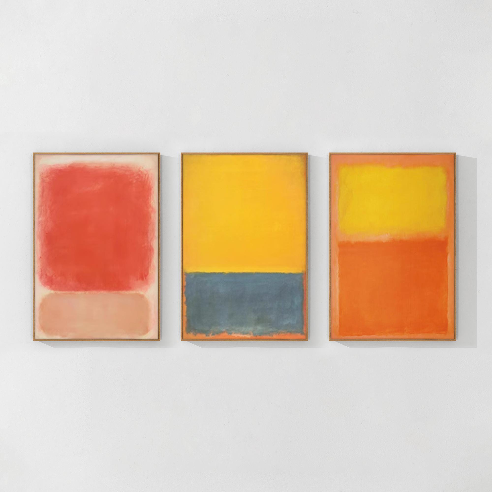 Mark Rothko Triptych Triptych Mark Rothko Wall Art Abstract Orange Yellow Gray Painting Set ...