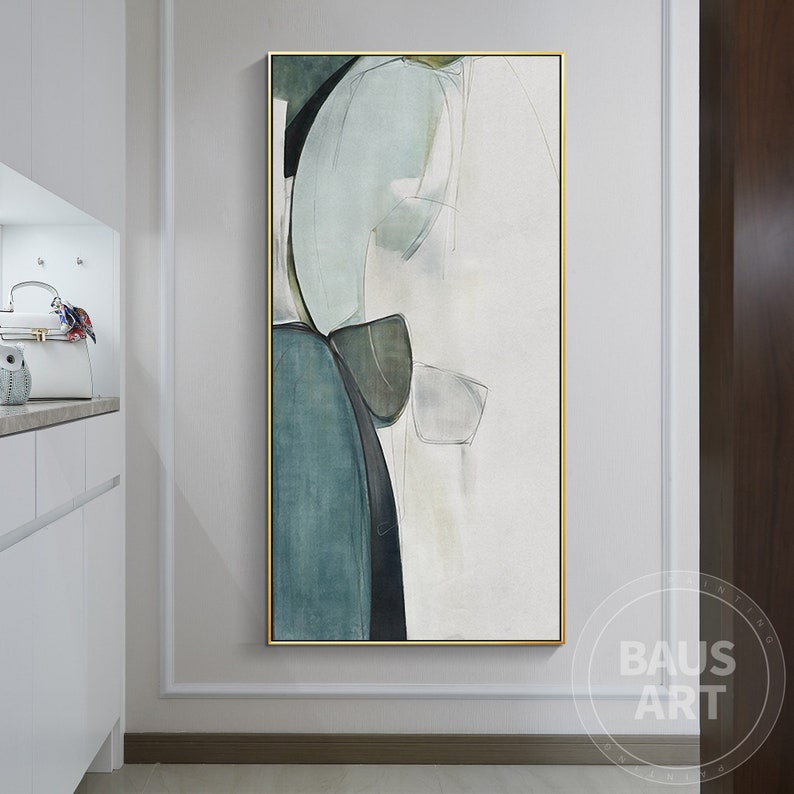 Abstract Print Green and Black Painting Framed Wall Abstract Art on Canvas Large Wall Art Pictures Ready to Hang Watercolor Print Fluid art