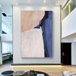 Abstract Blue and beige wall art Nodic paitning Textured Painting On Canvas Framed Wall Art Large Wall Art Modern living room decor