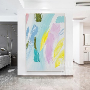 Abstract dopamine wall art Colorful Textured Painting on Canvas Large Original Modern yellow Painting dopamine Wall Art living room decor