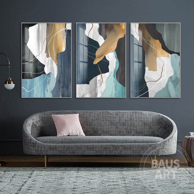 Set of 3 Prints Abstract Painting Print Framed Wall Art - Etsy